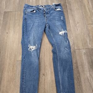 Zara Light Blue Ripped Skinny Jeans